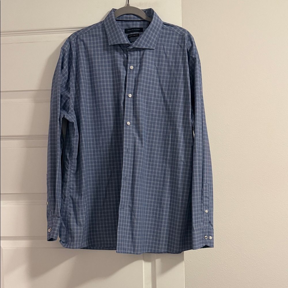 Tommy Hilfiger Blue Checkered Dress Shirt